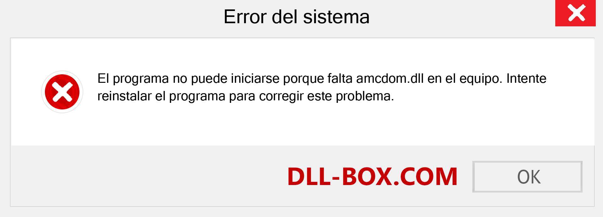 ¿Falta el archivo amcdom.dll ?. Descargar para Windows 7, 8, 10 - Corregir amcdom dll Missing Error en Windows, fotos, imágenes