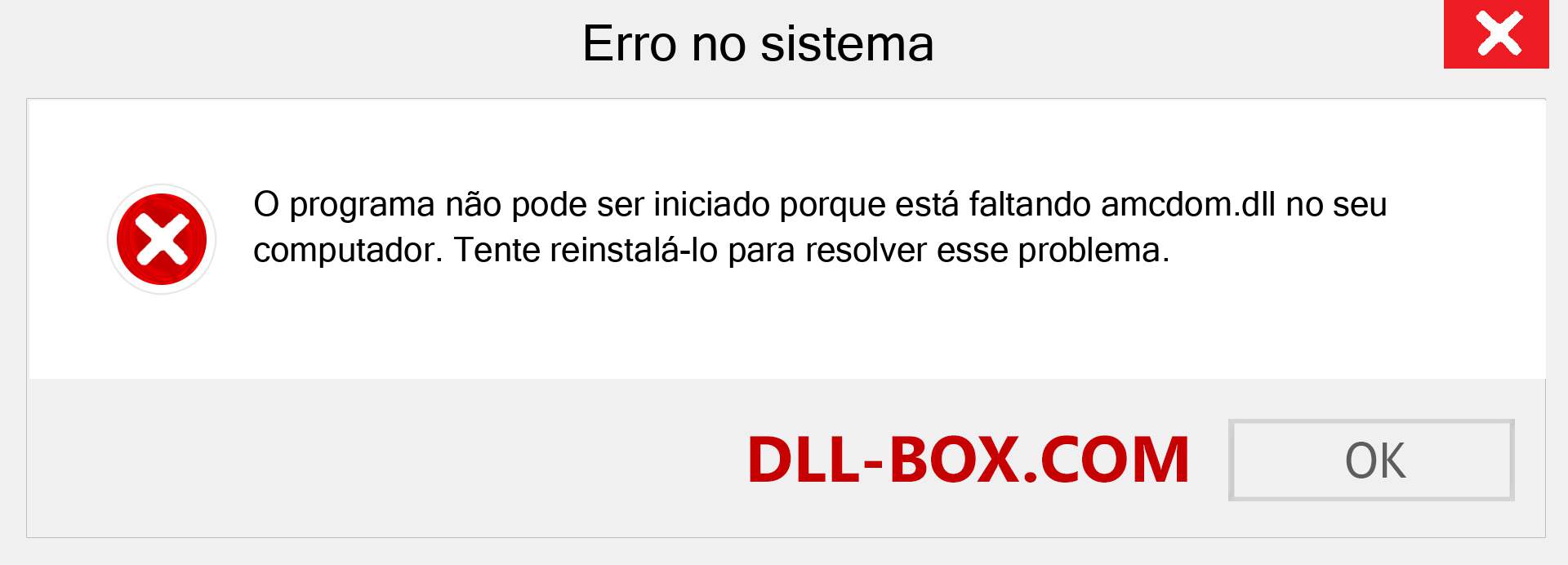 Arquivo amcdom.dll ausente ?. Download para Windows 7, 8, 10 - Correção de erro ausente amcdom dll no Windows, fotos, imagens