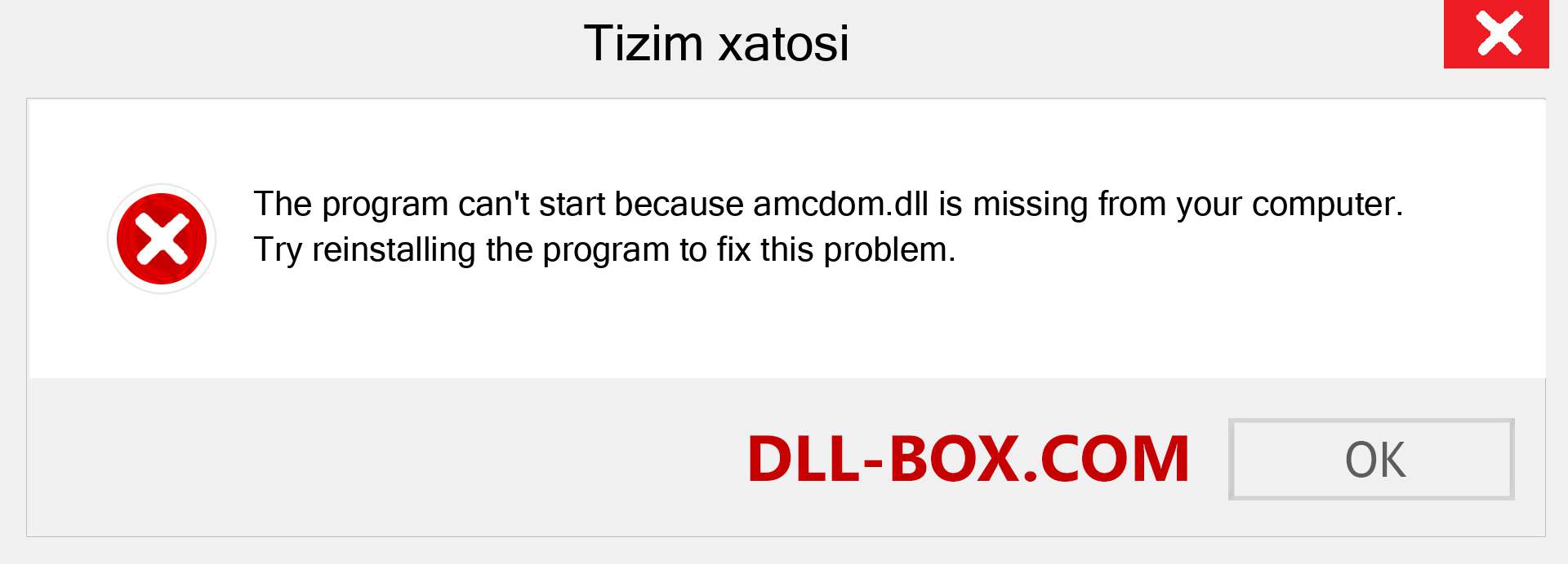 amcdom.dll fayli yo'qolganmi?. Windows 7, 8, 10 uchun yuklab olish - Windowsda amcdom dll etishmayotgan xatoni tuzating, rasmlar, rasmlar